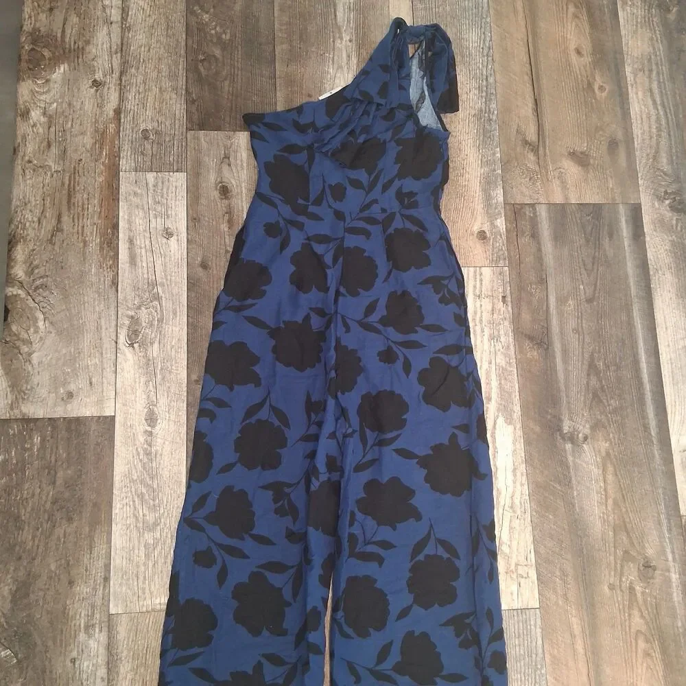 Kate Spade x Target Linen One Shoulder Wide Leg Jumpsuit Size 2 Modern Feminine